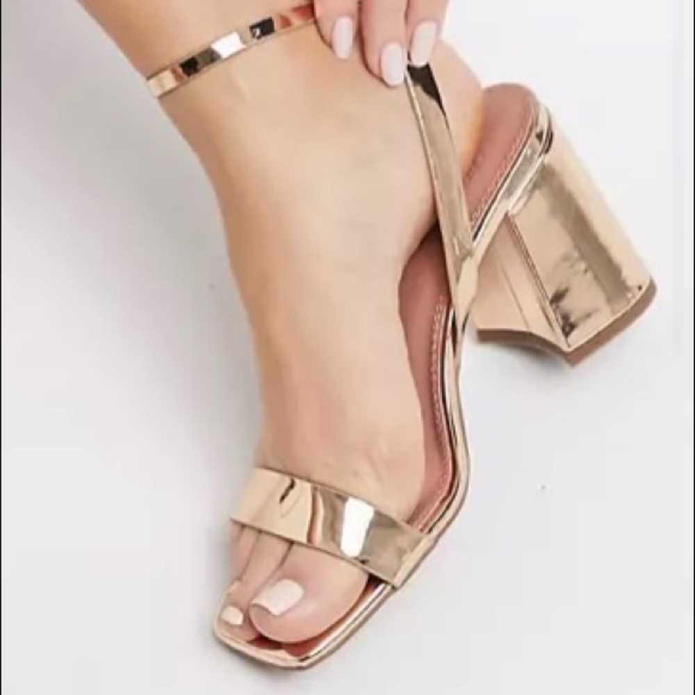 ASOS block heel rose gold sandal - NEVER WORN